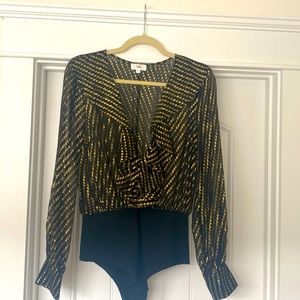 Gold/Black sheer bodysuit
